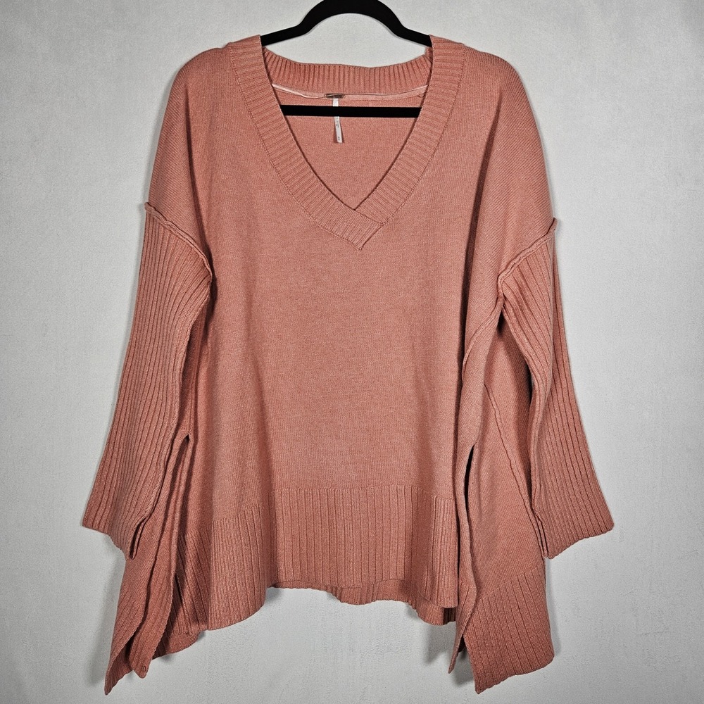 Free Purple Sweater M Orion A Line Tunic Oversized Rib Lightest Rose Lagenlook